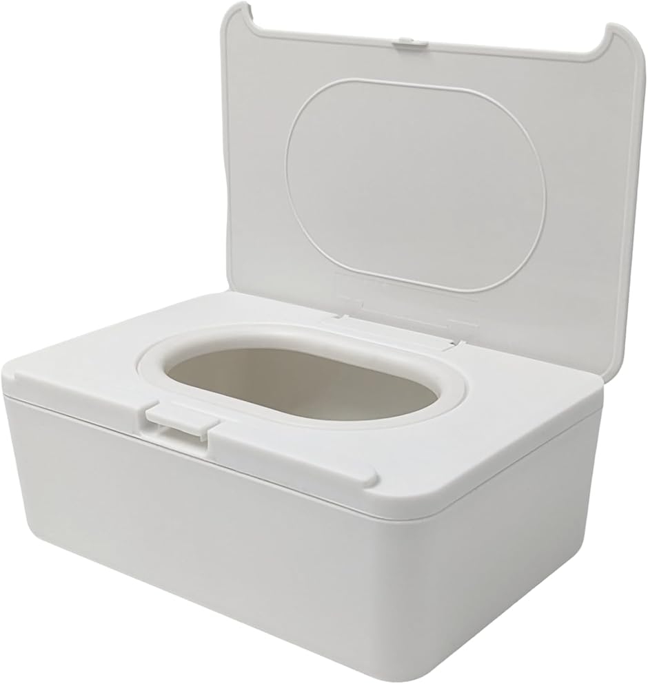 ティッシュケース ワンタッチ 蓋付き ウェットティッシュ 除菌シート マスク入れ スリム 薄型 ソフトパック 収納 ボックス (ホワイト)