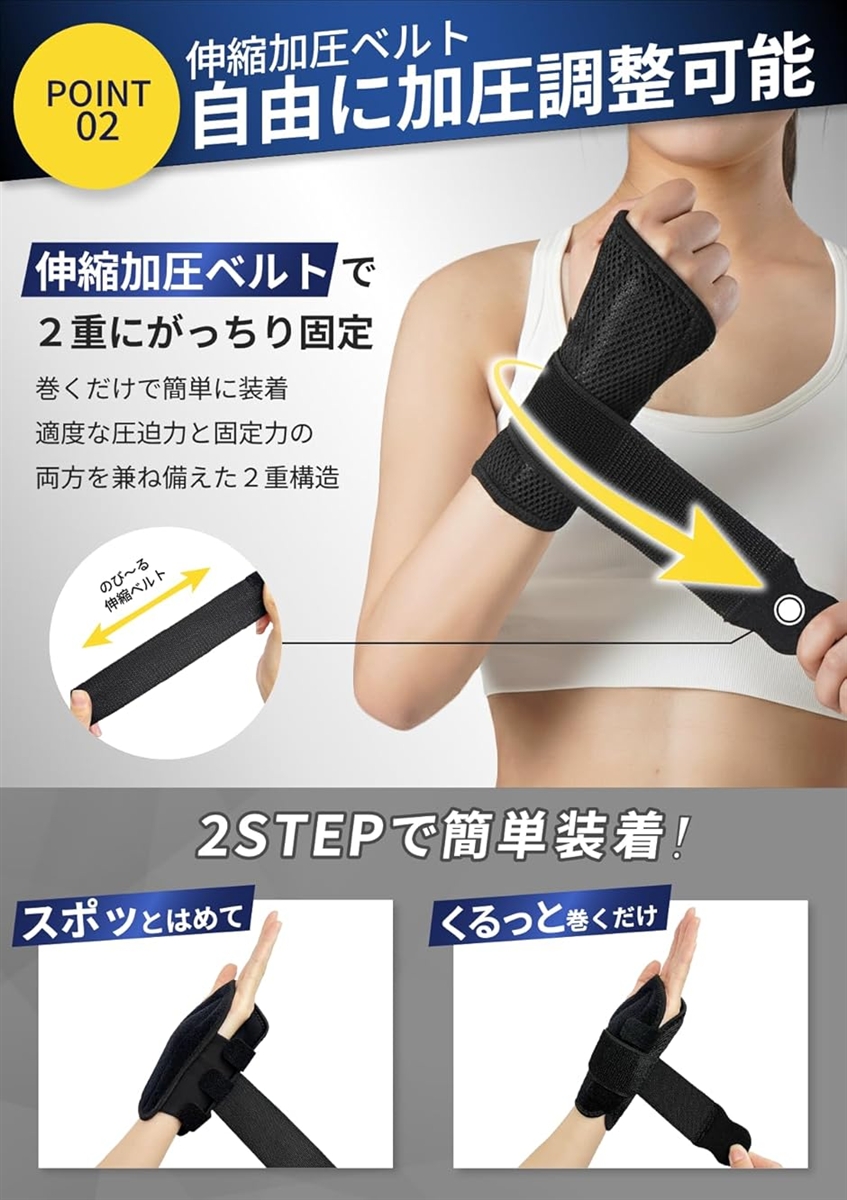 手首 サポーター 固定 Wプレートで360°強力固定TFCC ねんざ ベルト
