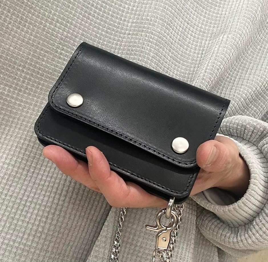 栃木レザー ミニトラッカーウォレット ハーフウォレット (ブラック金具