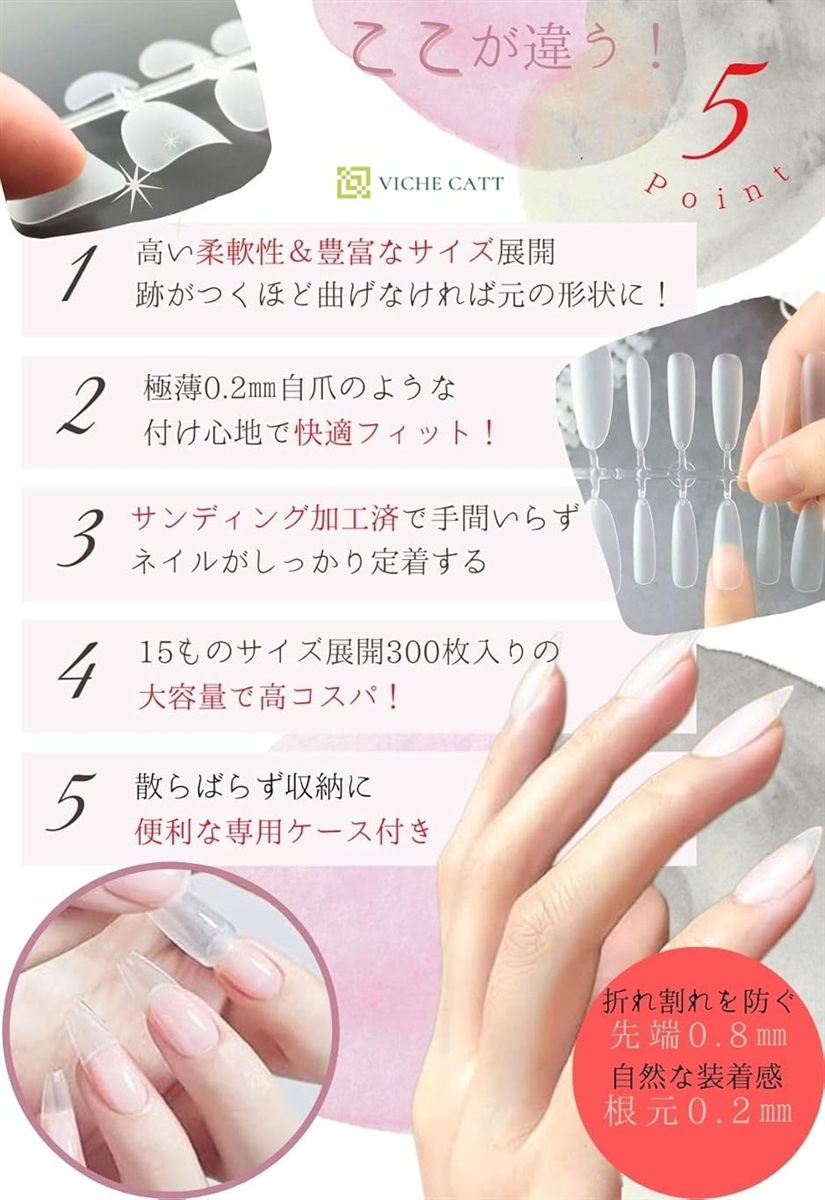 ネイルチップ クリア 付け爪 サンディング加工...の詳細画像4