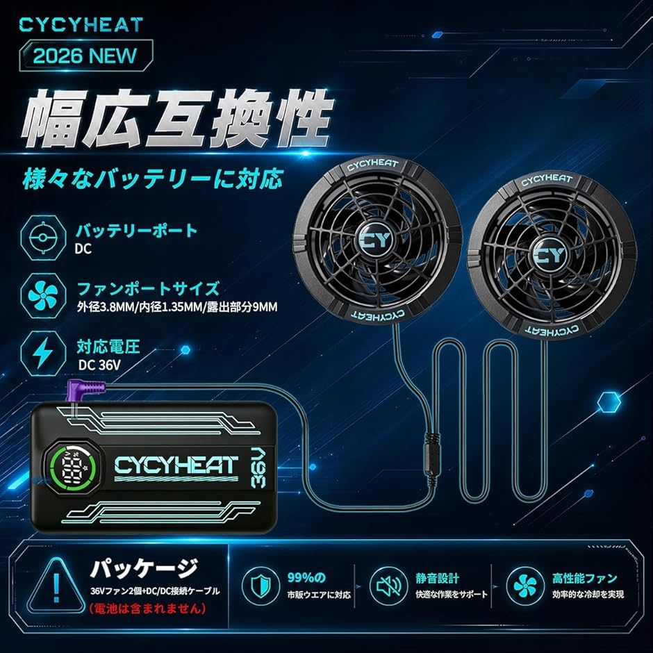 空調作業服 ファン 超高出力 薄型 USBケーブル付 5枚羽根 超大風量