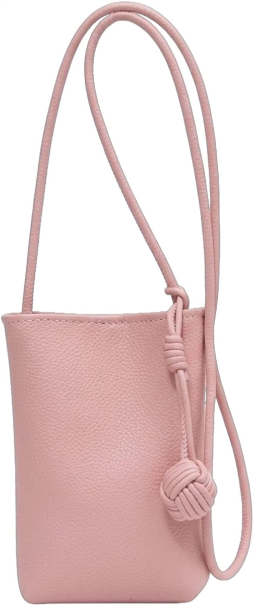 スマホショルダー スマホポーチ ポシェット 携帯ポーチ レディース 縦型 PUレザー 軽量 小物収納 ミニバッグ 外出用 (ピンク)