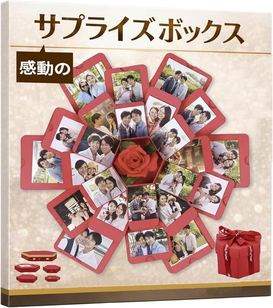 �T�v���C�Y �M�t�g�{�b�N�X �v�����`��銴����̌^�B �v���[���g�{�b�N�X �A���o�� ���� (���b�h,  23 x 20 x 14 cm)