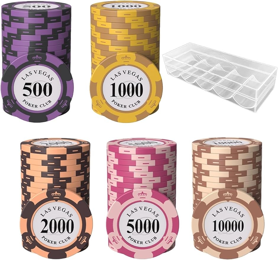 ポーカーチップ カジノチップ 麻雀 ゲーム コイン 収納ケース 各20枚