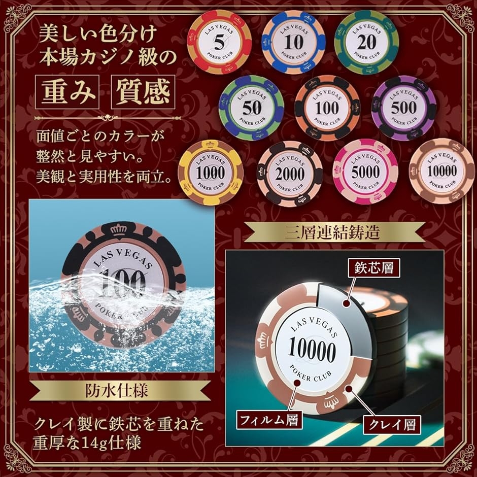 ポーカーチップ カジノチップ 麻雀 ゲーム コイン 収納ケース 各20枚
