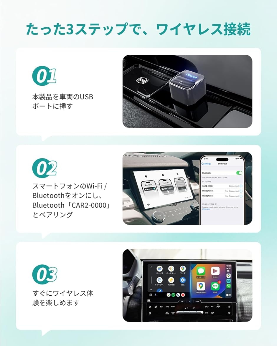 オットキャスト Mini Core ワイヤレスCarPlay/Android Autoアダプター