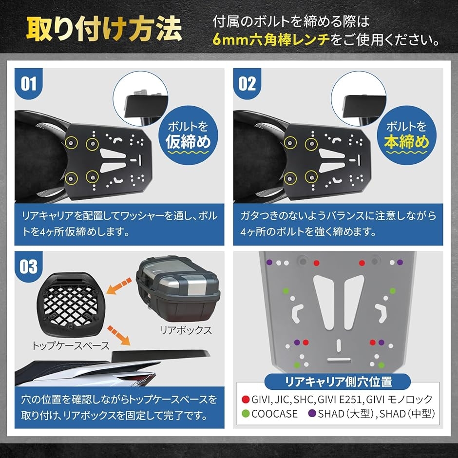 強化型/積載量30KG。 PCX用 リアキャリア バイク 防錆・防腐食仕様