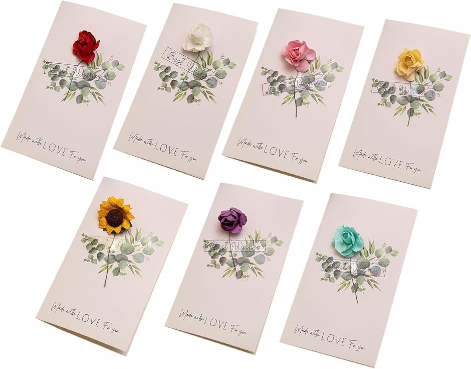 メッセージカード ドライフラワー付き 7種類セット 薔薇 ひまわり