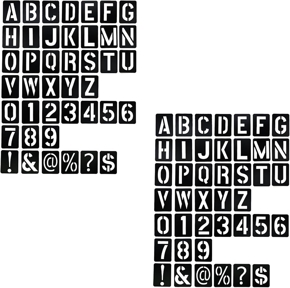 ステンシルシート アルファベット 文字 数字 記号 42枚 再利用可能