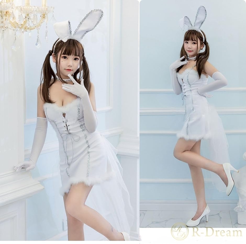 バニーガール コスプレ ホワイト 白 ロンググローブ セット