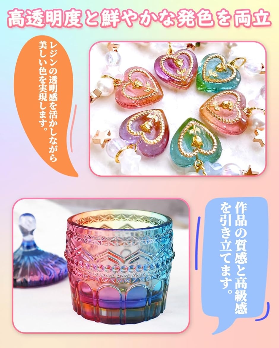 レジン 着色剤 透明色 24色セット 10ml...の詳細画像2