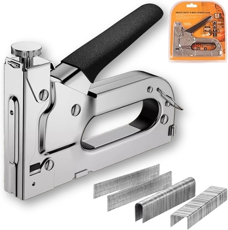 タッカー 4in1 針800本付き ガンタッカー タッカーガン ハンドタッカー