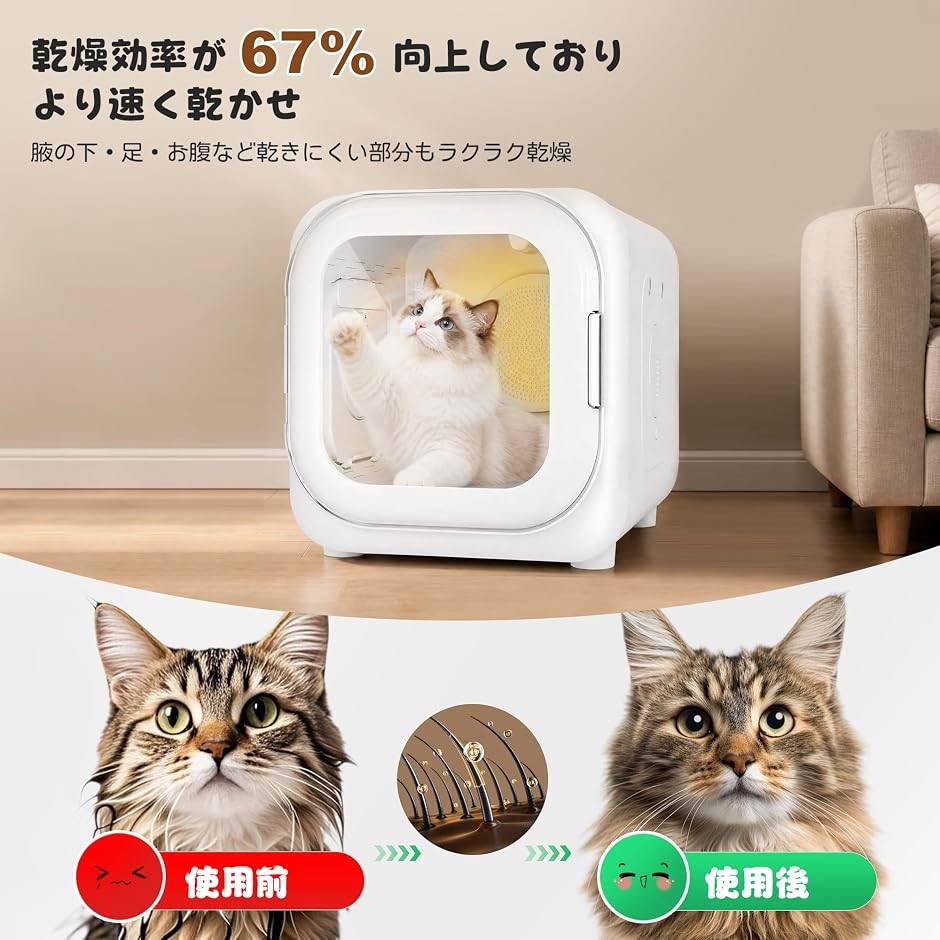ペットドライルーム ペットドライヤーボックス 小型犬 猫用 乾燥機