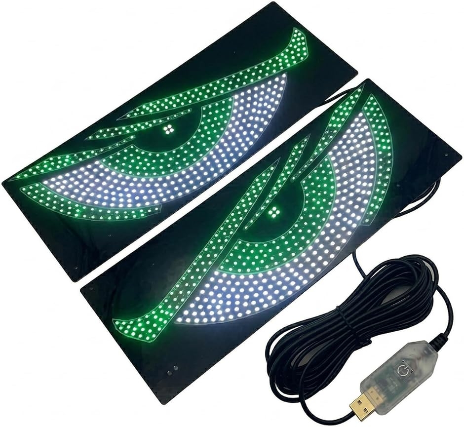 デビルアイ 車 LED ライト USB 窓ガラス 貼付 11パターン 点滅 切替