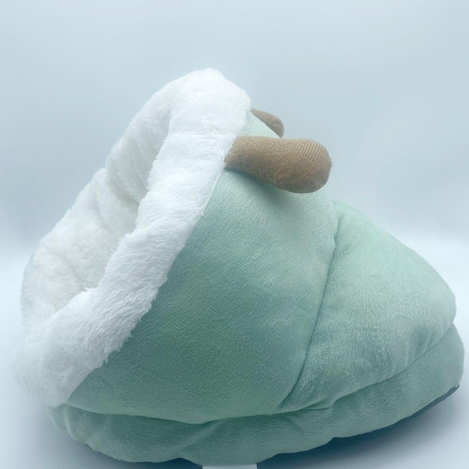 ペットベッド スリッパ 型 枕 安眠 子猫 いぬ メッシュ クッション 寒さ対策 防寒 犬 キャットハウス ソファ (グリーン)