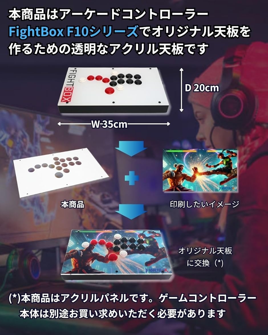 DRM JS アケコン 24mm 天板カスタム用クリアパネルセット DRMFTG DRM JS 三和レバー ジャンプボタン アケコン 24mm