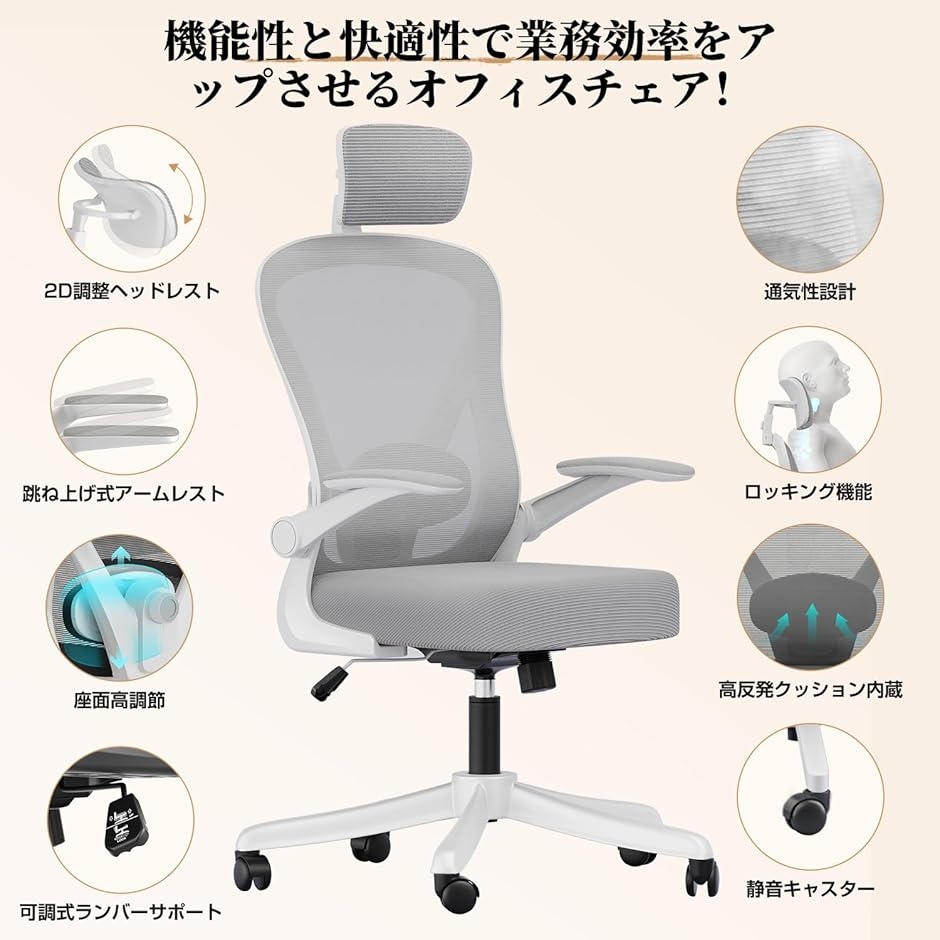 オフィスチェア メッシュ リクライニング ヘッドレスト 静音キャスター