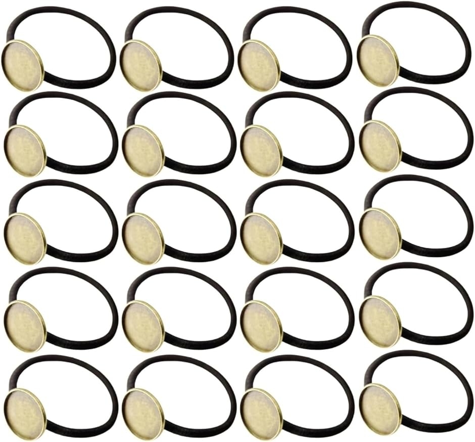 ヘアゴム 台座 付き 20個セット ミール皿セッティング 金具 留め具 DYI アクセサリー (20mm)