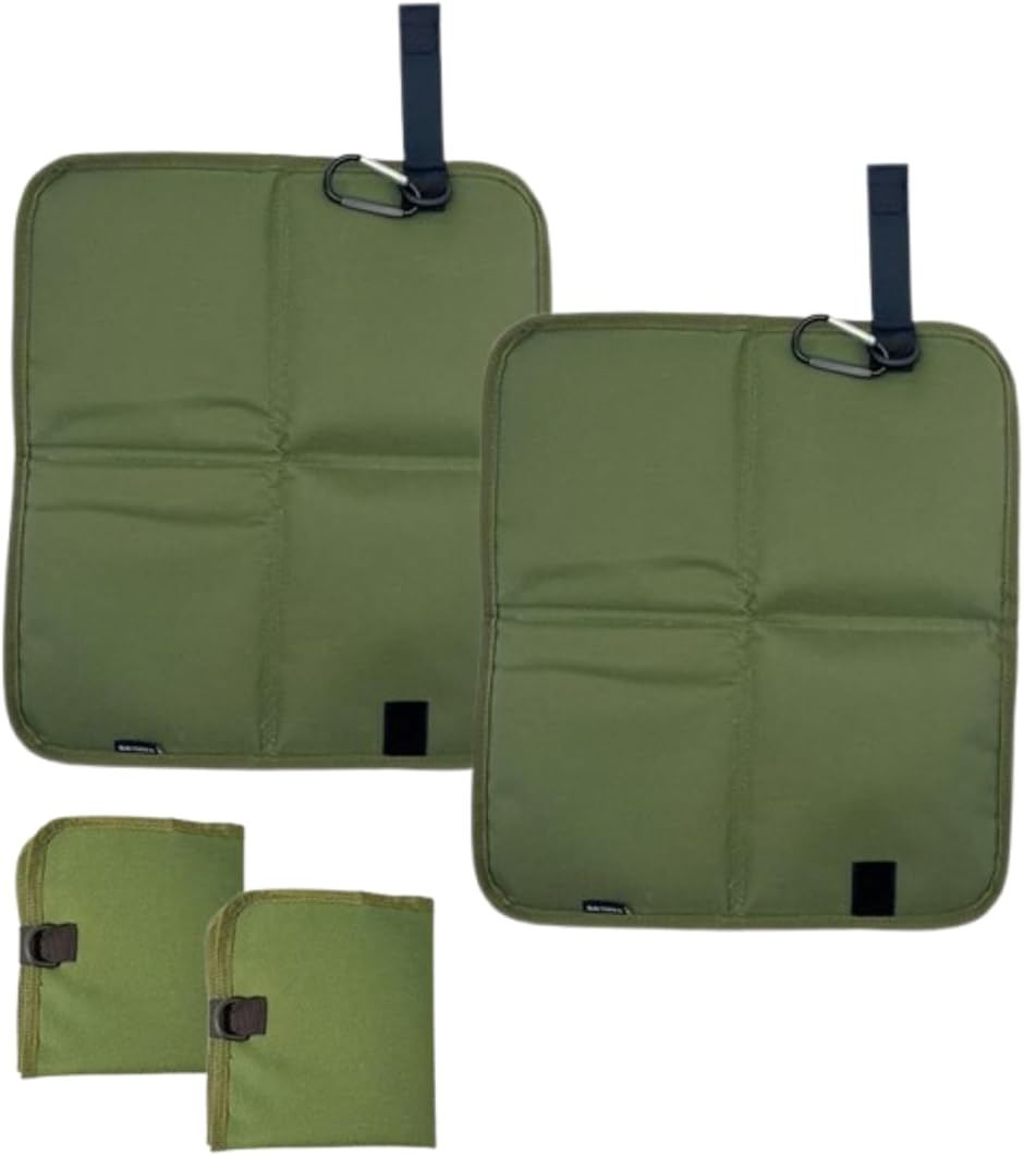 折りたたみ クッション レジャーシート アウトドア 座布団 軽量 コンパクト キャンプマット BBQ 登山 持ち運び 4つ折り (カーキ)