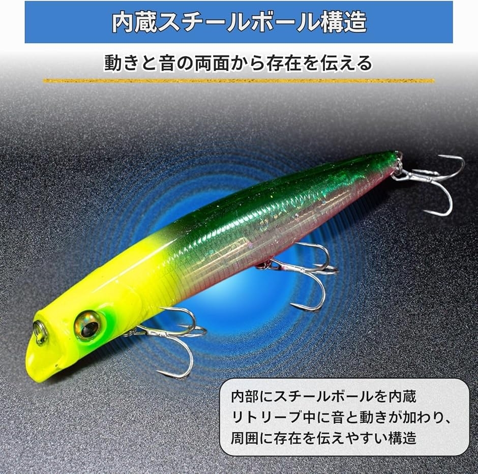 シーバスルアー リップレスミノー フローティング シャロー 21g (3本