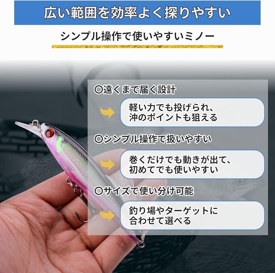 フローティングミノー ルアーセット 10色入り シーバス ヒラメ 青物