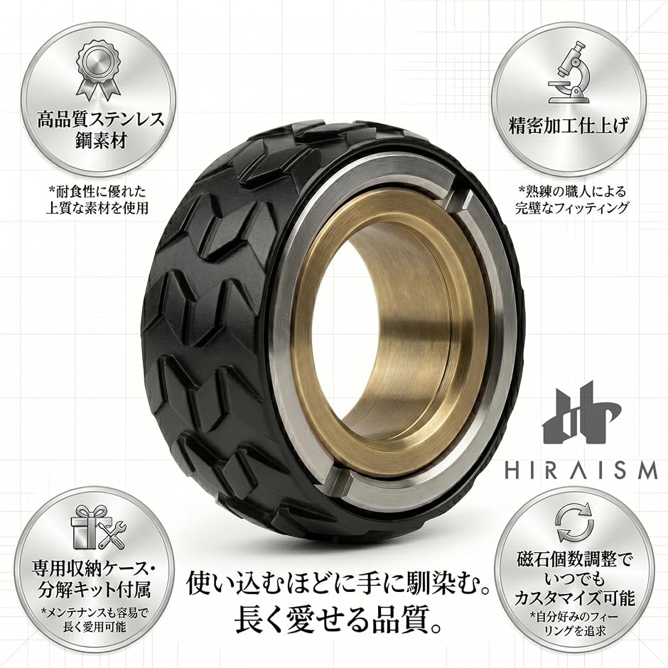 フィジェットリング マグネット 回転 指輪 ストレス解消 グッズEN71