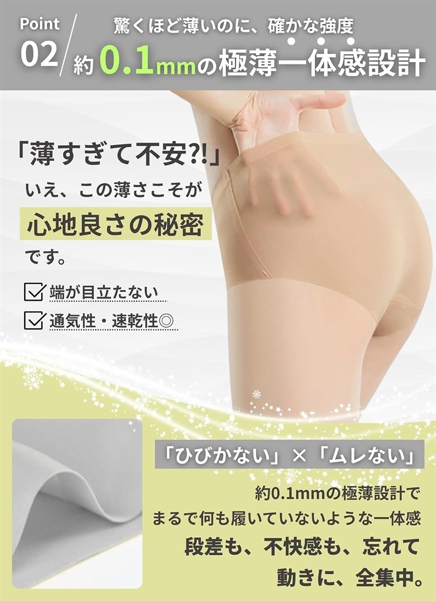 シームレス ショーツ クロッチパッド付き シル...の詳細画像3