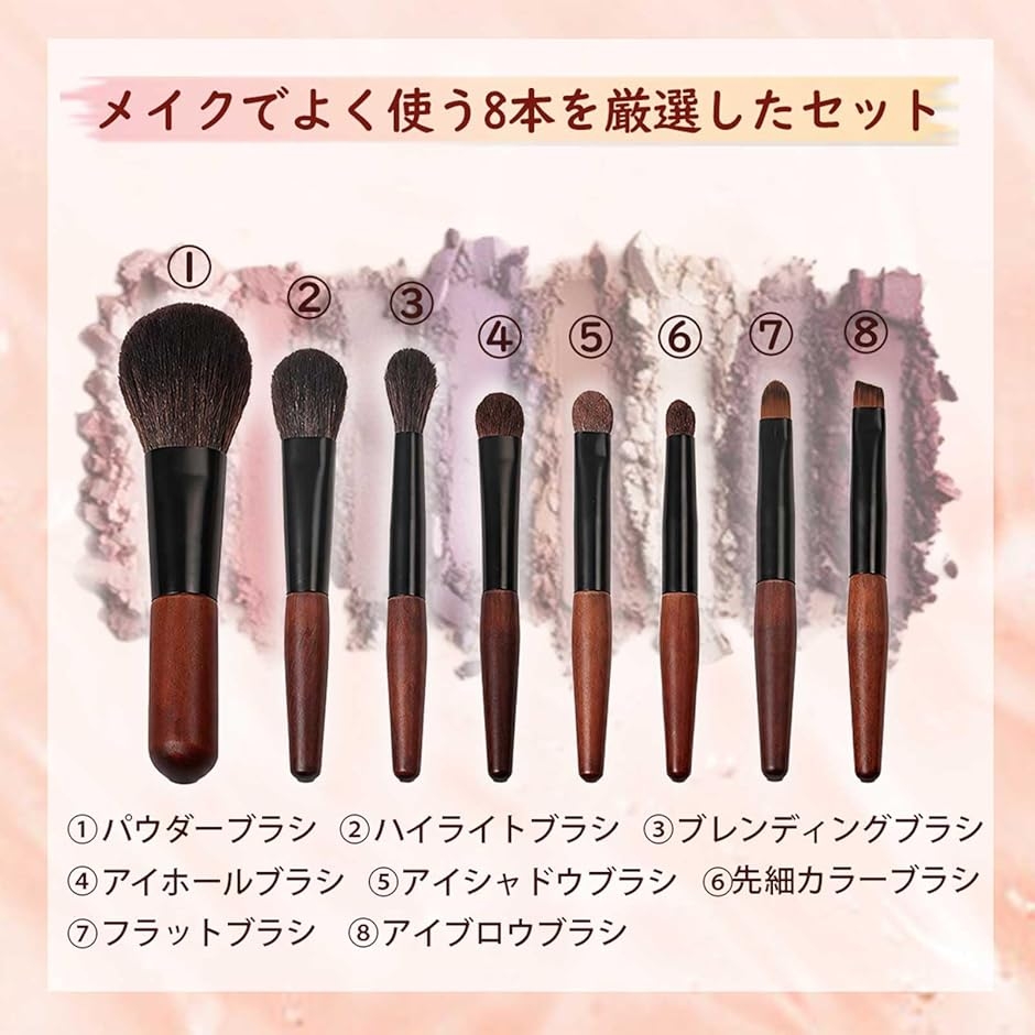 メイクブラシ コンパクト 8本セット 持ち運び 携帯 お泊まり 収納
