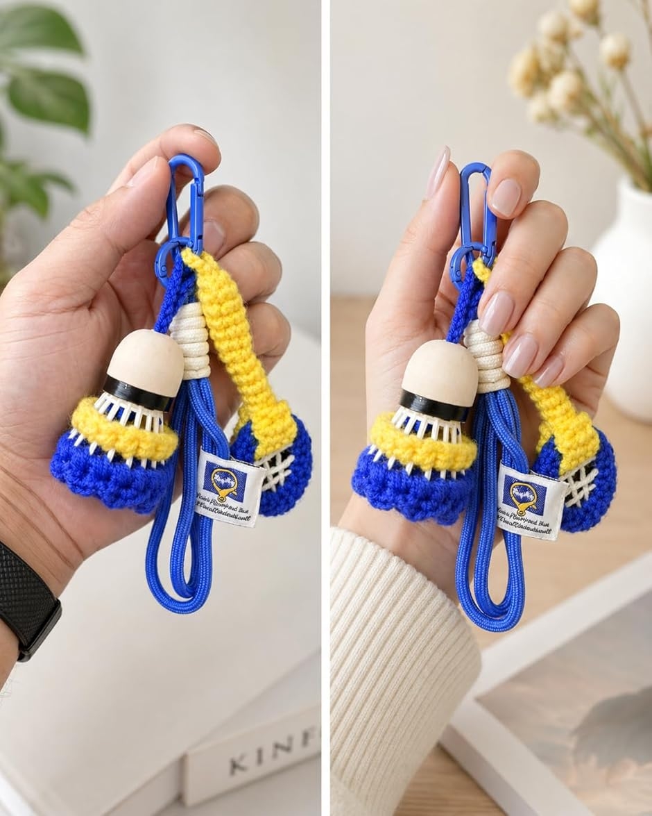 バドミントン キーホルダー ラケット シャトルモチーフ 鍵 (ブルー