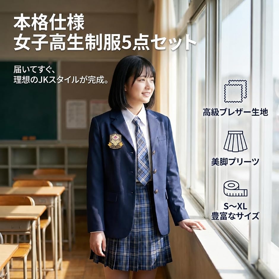 女子高生 制服 5点セット JK ブレザー ス...の詳細画像2