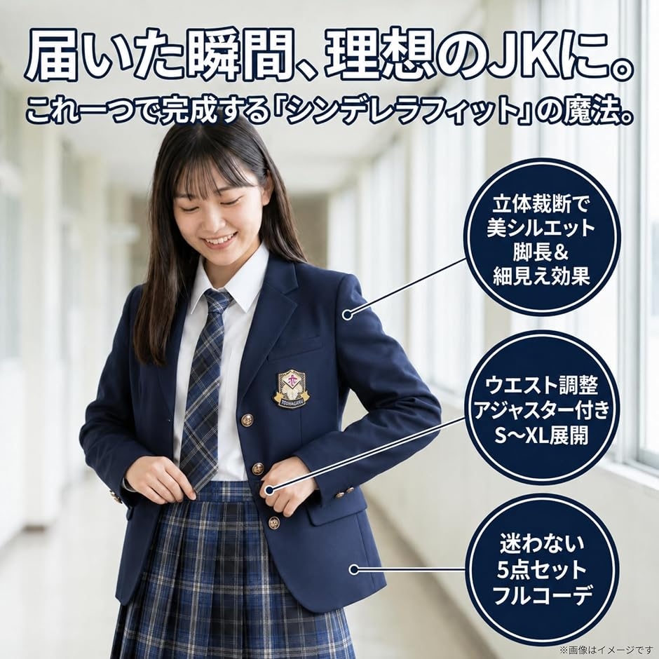 女子高生 制服 5点セット JK ブレザー ス...の詳細画像4