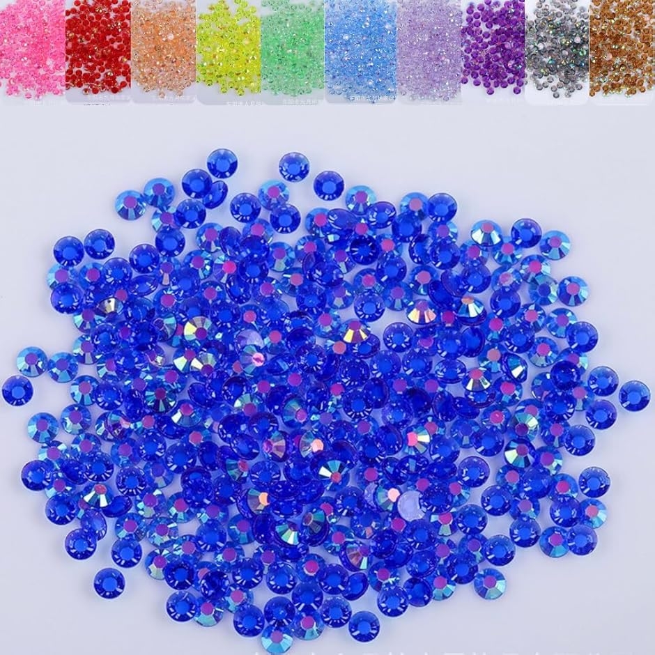 ラインストーン 1000粒 透明クリア うちわデコ (ブルー,  2ｍｍ)
