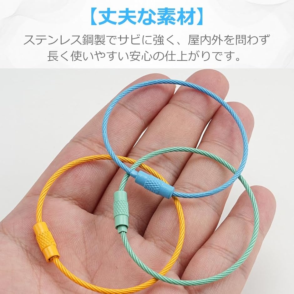 ワイヤーリング ワイヤーキーホルダー ステンレス ネジ式 10本セット