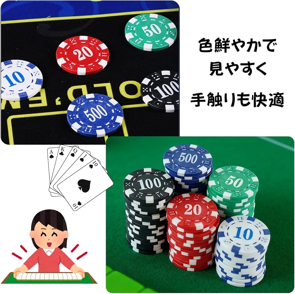 ポーカーチップ カジノチップ 収納ケース付き おもちゃ 100枚 卓上用品