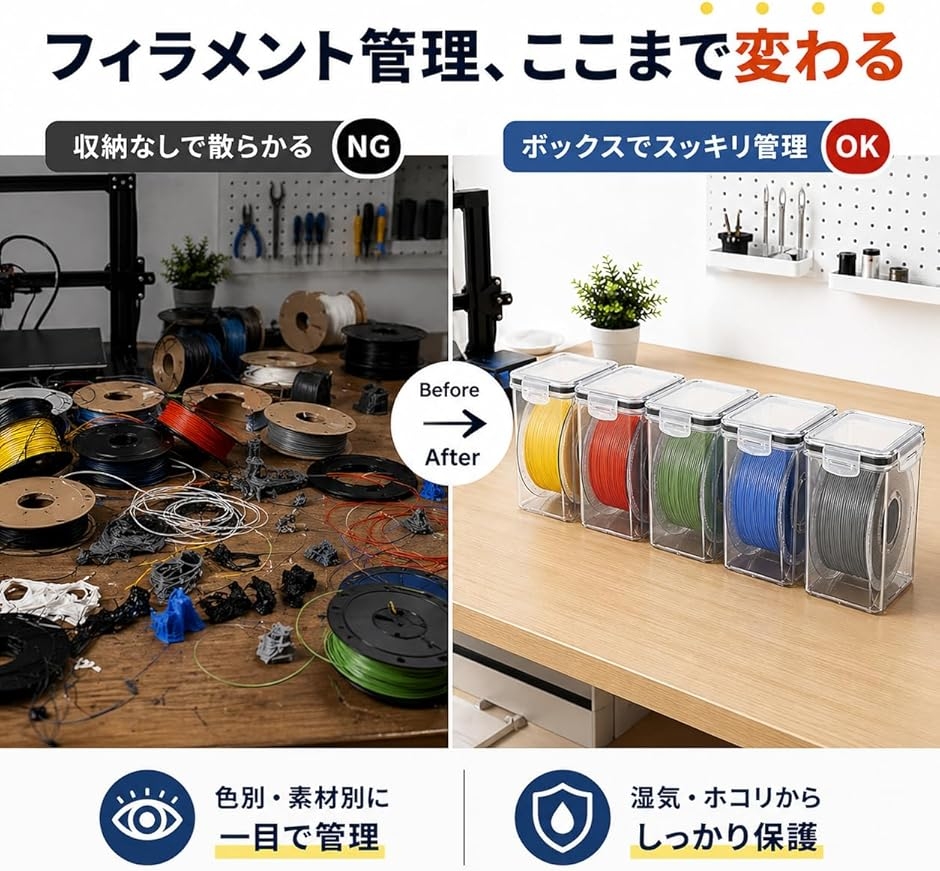 フィラメント 収納ボックス 5個セット 3Dプリンター 保管 容器 防湿