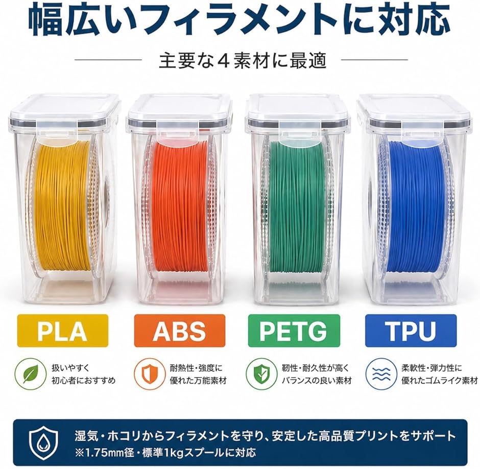 フィラメント 収納ボックス 5個セット 3Dプリンター 保管 容器 防湿