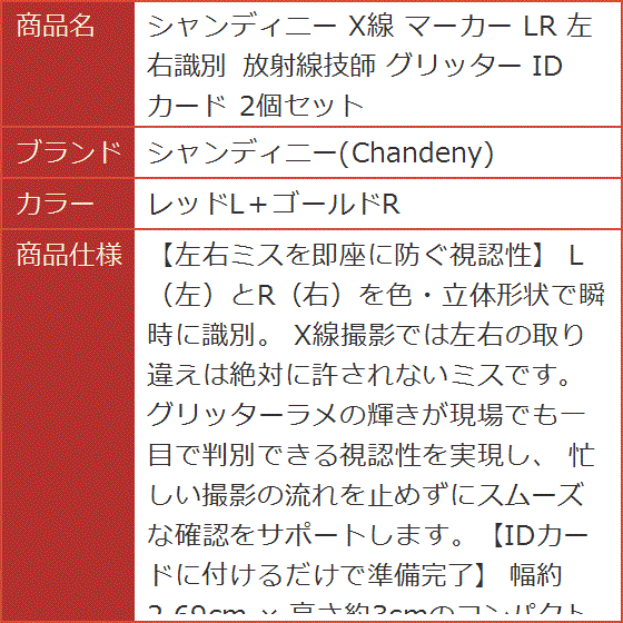文房具・事務用品 X線 マーカー LR 左右識別 放射線技師 グリッター ID