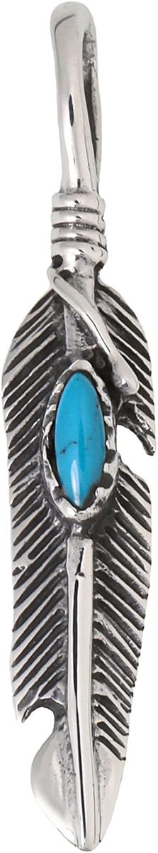 シルバー 925 羽根 ペンダントトップ チャーム チェーン 別売り ネックレス アクセサリー (シルバー,  turquoise3)