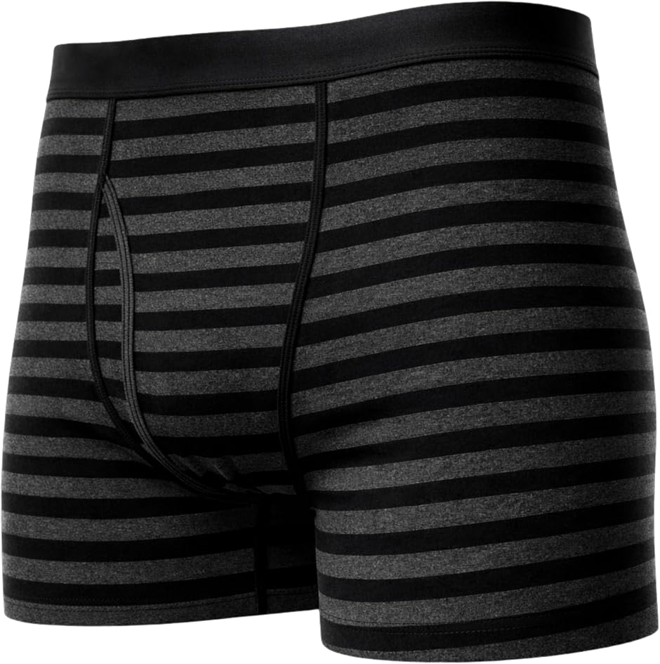 皮膚科医監修 尿漏れパンツ 男性用 20ml 前開き 吸水パンツ 失禁パンツ 紳士 ボクサーパンツ ちょい漏れ (ボーダー, M)