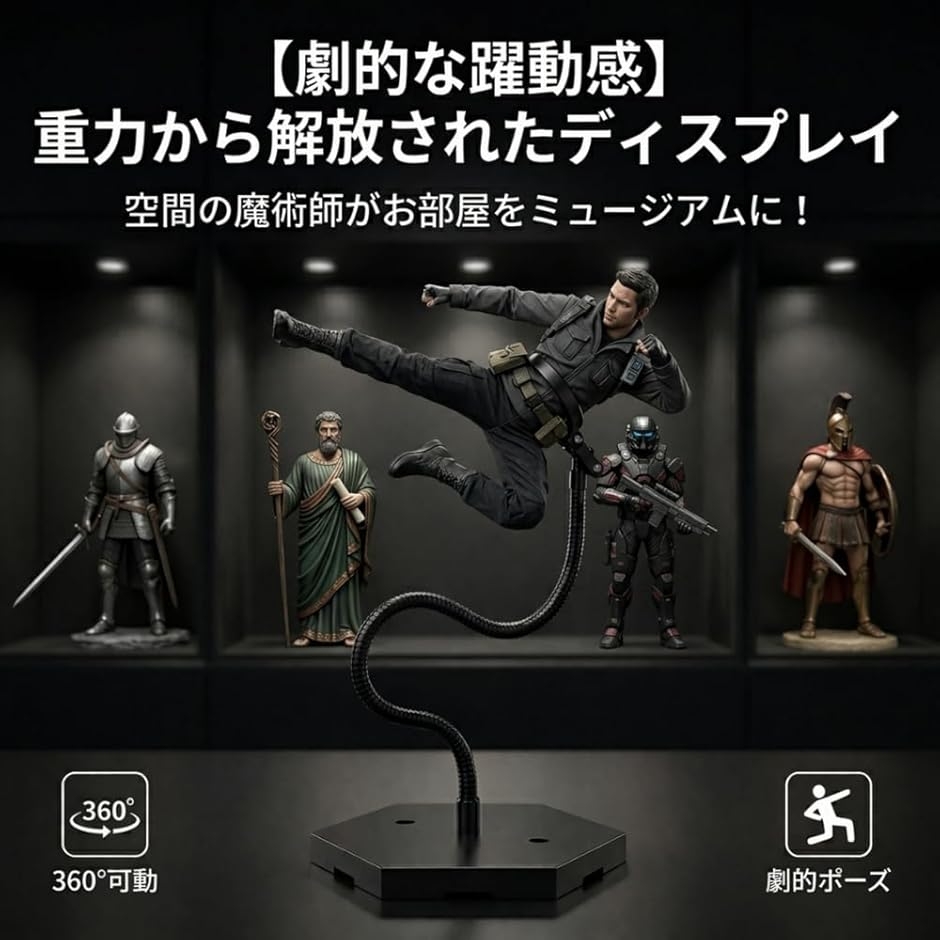 フィギュアスタンド ドールスタンド 固定 台座 1/6スケール (ブラック