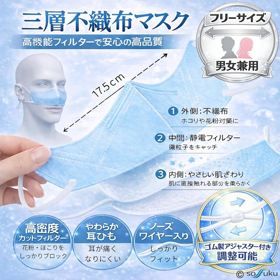 鼻マスク ノーズマスク 鼻だけ 口元フリー 男...の詳細画像3