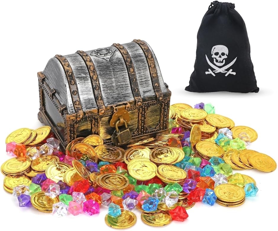 宝箱セット 宝石 金貨 鍵付き 海賊 財宝 コイン ジュエリーボックス