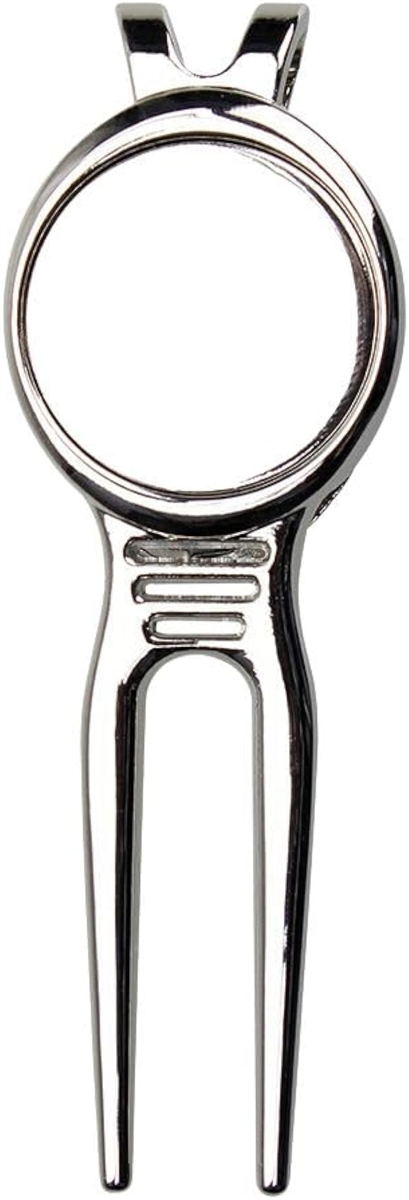 ゴルフ グリーンフォーク 磁石付き｜ワンタッチ着脱 ボールマーカー対応 軽量 コンパクト 耐久仕様 サンプルマーカー付き (シルバー)