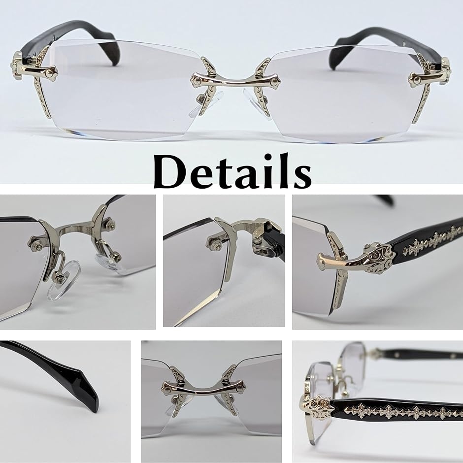 人気モデル/美品✨ChristianDior★リムレスサングラス/ライトブルー 調光メガネ ブルーライトカット リムレス 伊達眼鏡 スクエア (シルバー