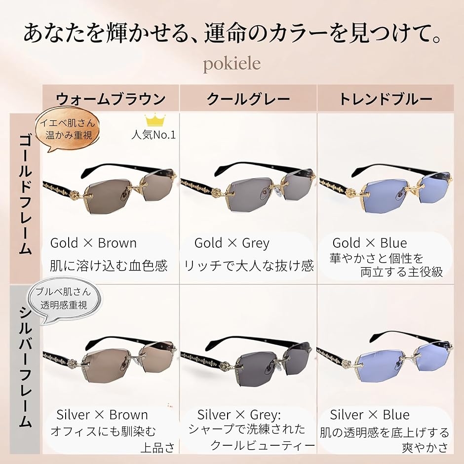 調光メガネ ブルーライトカット リムレス 伊達眼鏡 スクエア (シルバー