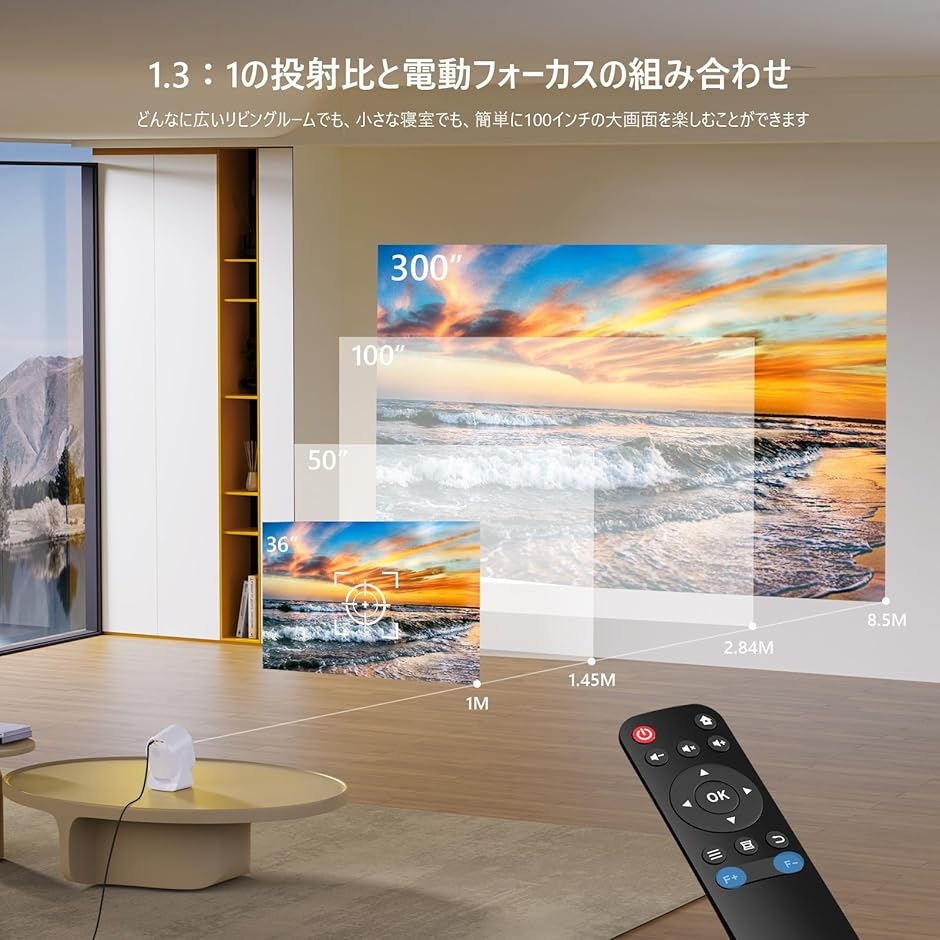 プロジェクター 家庭用 小型 天井投影 自動台形補正 バッグ付360回転