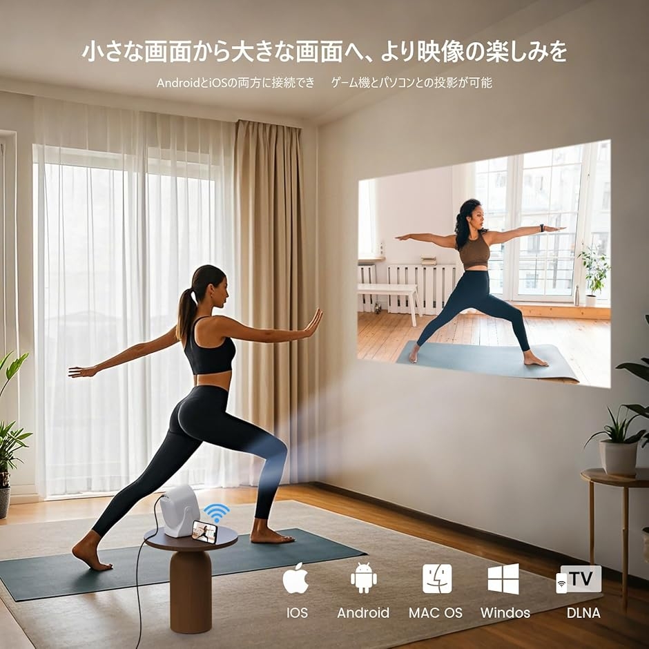 プロジェクター 家庭用 小型 天井投影 自動台形補正 バッグ付360回転