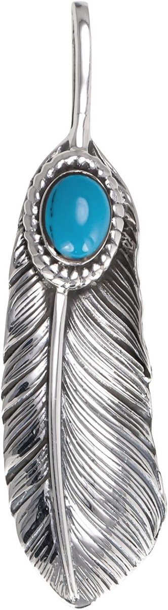 シルバー 925 羽根 ペンダントトップ チャーム チェーン 別売り ネックレス アクセサリー (シルバー,  turquoise)