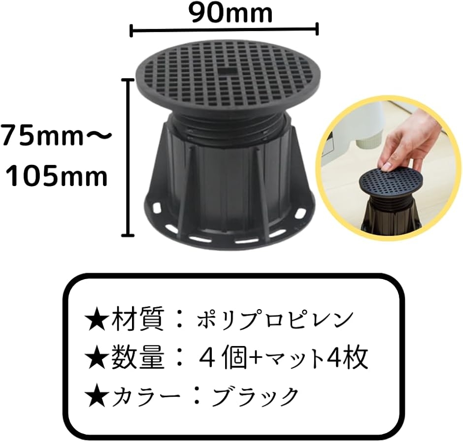 プラ束 アジャスター 高さ調整 かさ上げ 回転式 据付脚 洗濯機 家具 防