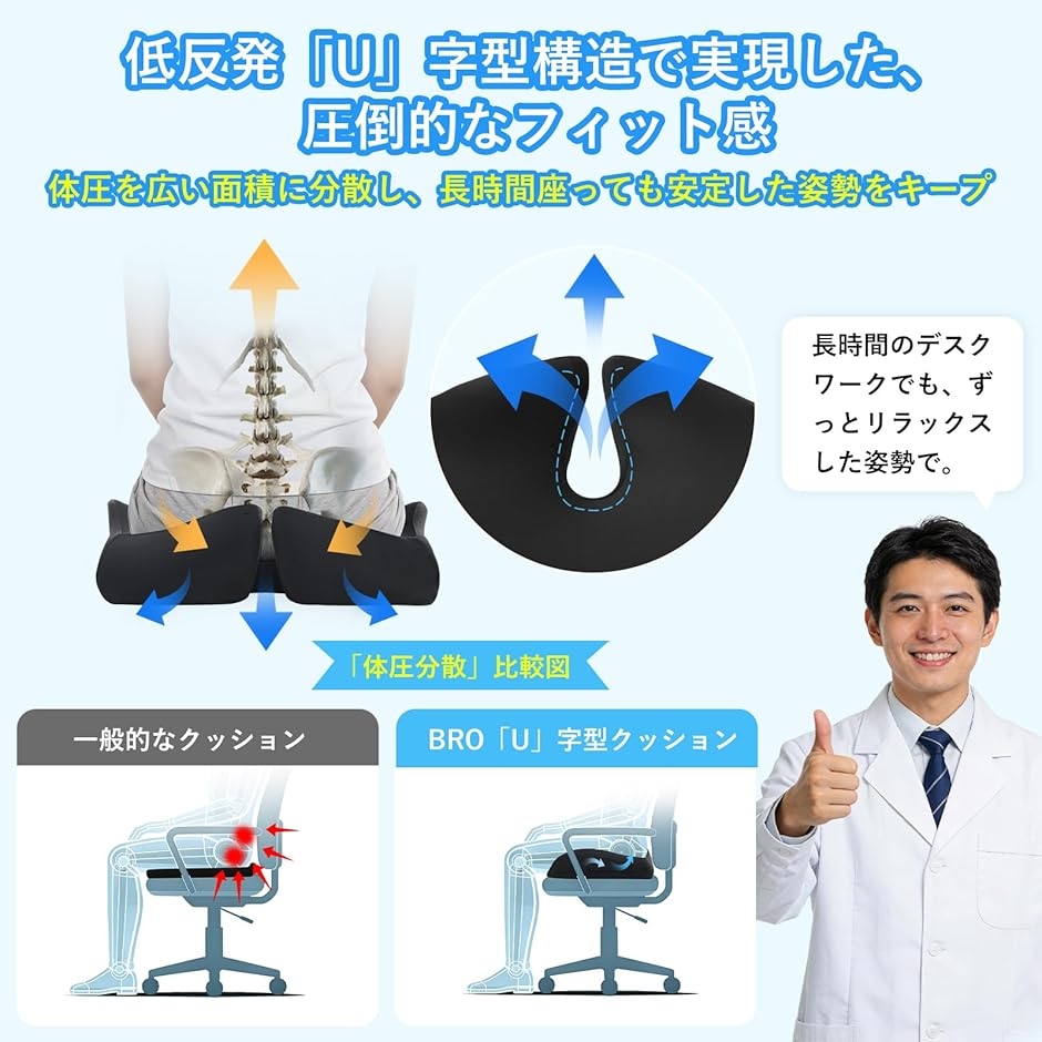 椅子 クッション 人間工学 体圧分散 メモリーフォーム 低反発 座布団 